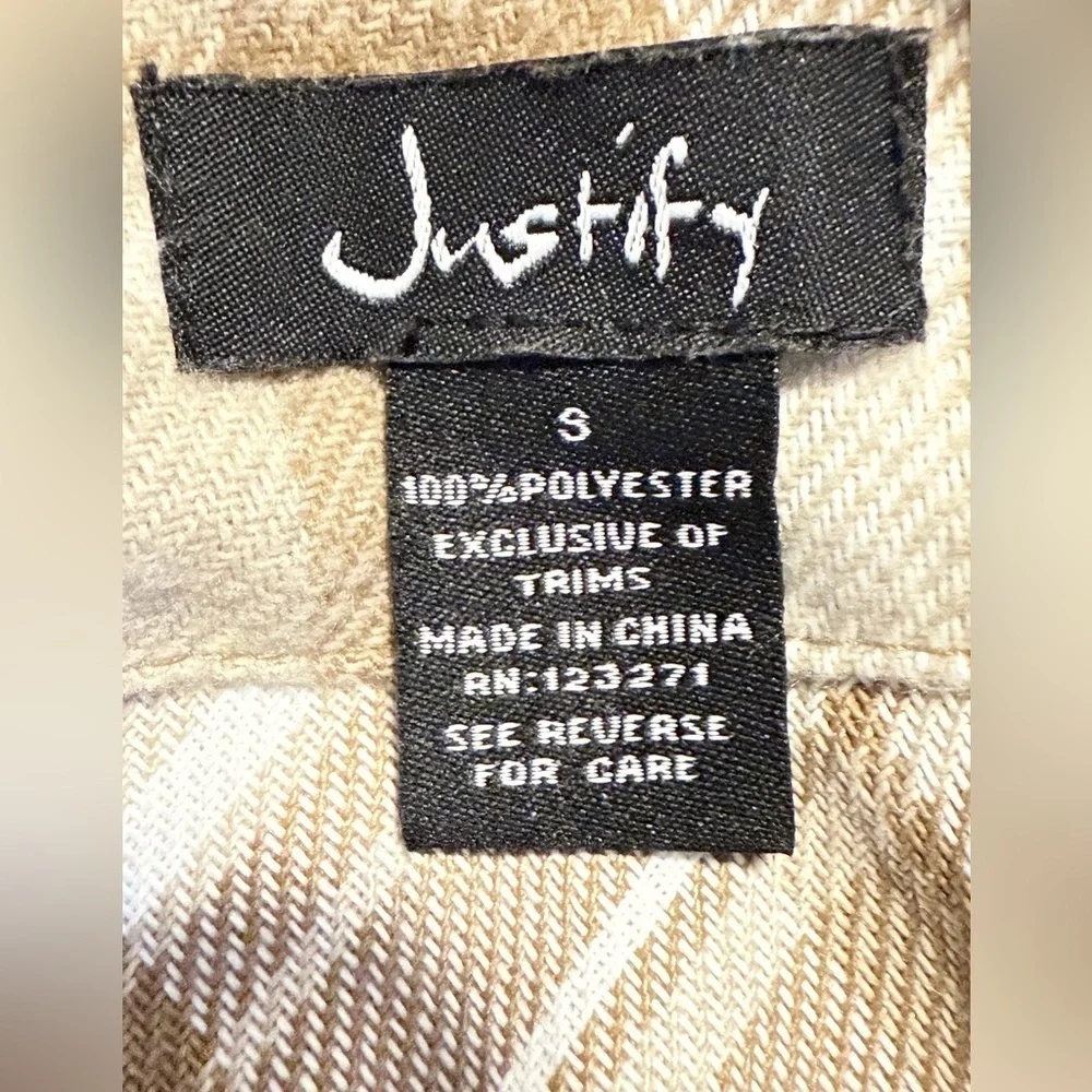 Justify Tan Plaid Shirt Size S
